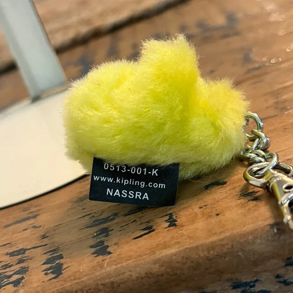 Kipling Nassra Yellow Monkey Plush Keychain Key Ring Handbag Charm Collector Fob